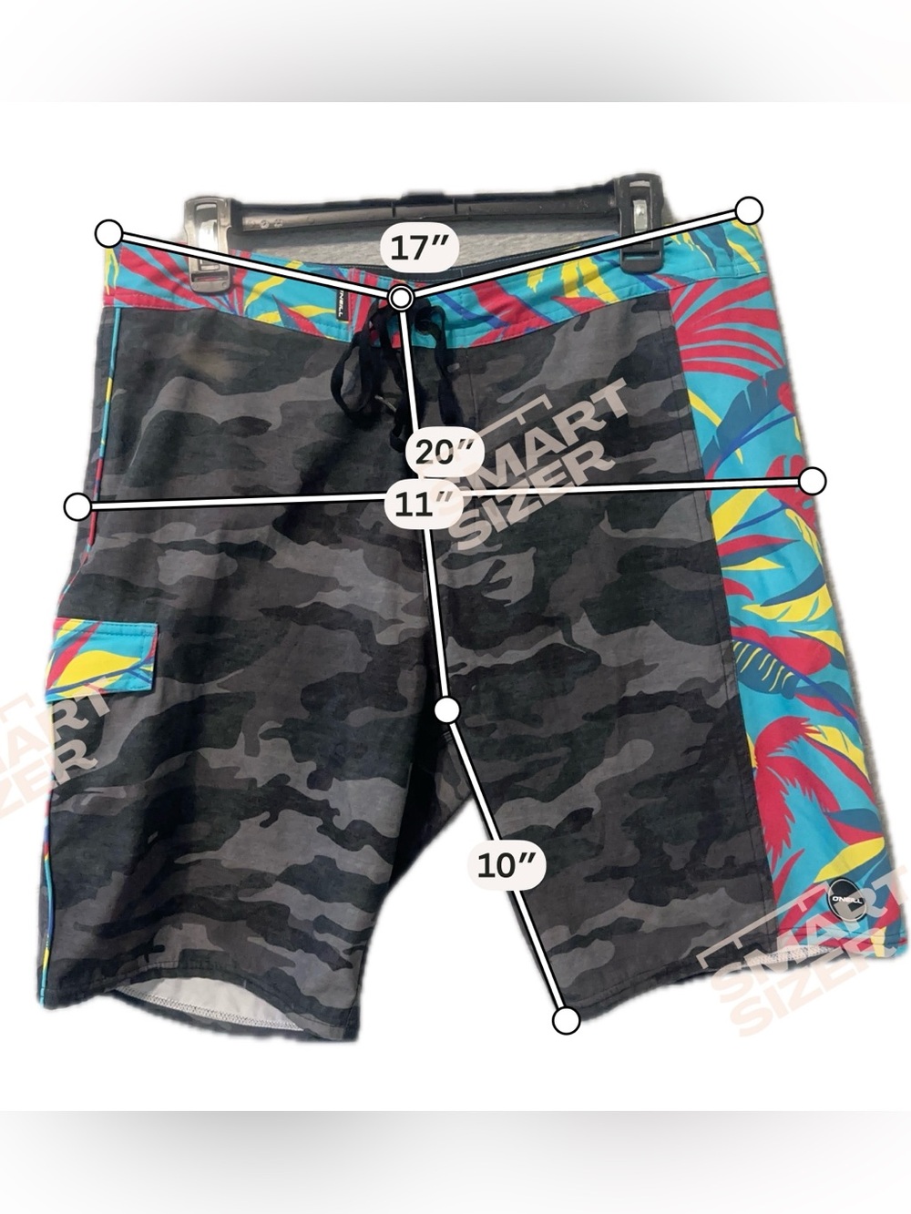 O'Neill Hyperfreak Mens Camo Boardshorts Tropical Swim Trunks Size 33 Stretch - Picture 7 of 9
